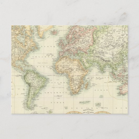 World on Mercator-projectie Briefkaart (Voorkant)