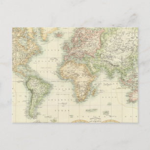 World on Mercator-projectie Briefkaart