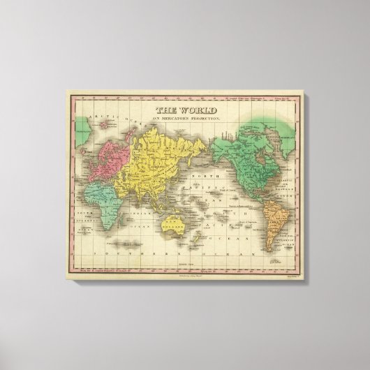 World on Mercator-projectie Canvas Afdruk (Voorkant)