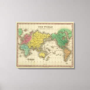 World on Mercator-projectie Canvas Afdruk