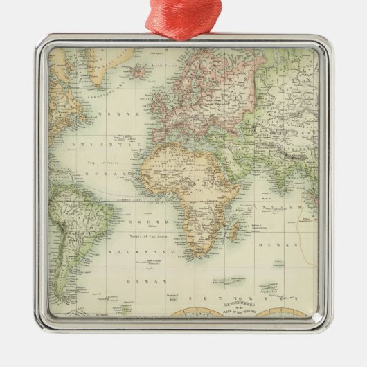 World on Mercator-projectie Metalen Ornament (Voorkant)