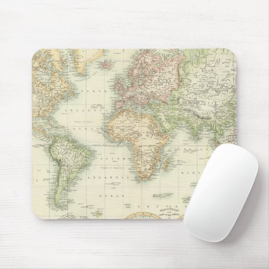 World on Mercator-projectie Muismat (Met muis)