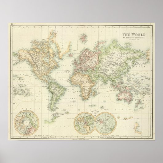 World on Mercator-projectie Poster (Voorkant)
