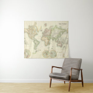 World on Mercator-projectie Wandkleed