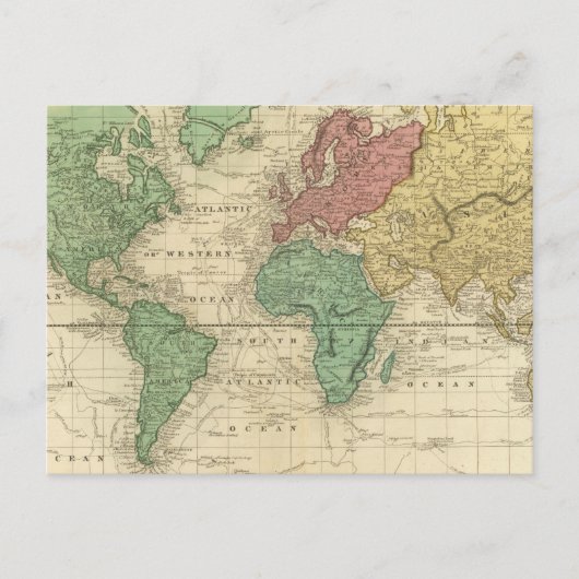 World on Mercators Projection Briefkaart (Voorkant)