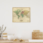 World on Mercators Projection Poster (Keuken)