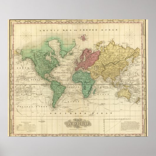 World on Mercators Projection Poster (Voorkant)