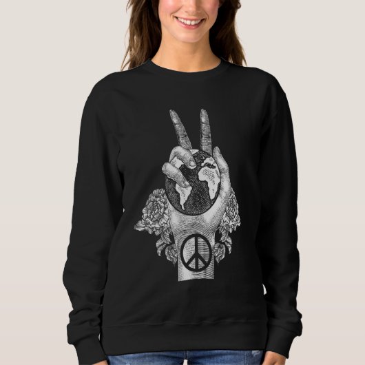 World Peace Earth Day Celebration Peace Sign Hand  Trui (Voorkant)