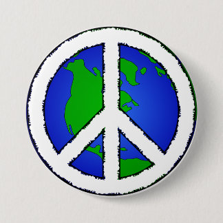 World Peace Earth en Peace Sign-Button Ronde Button 7,6 Cm