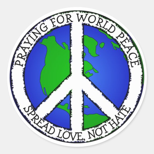 World Peace Earth en Peace Sign Sticker (Voorkant)