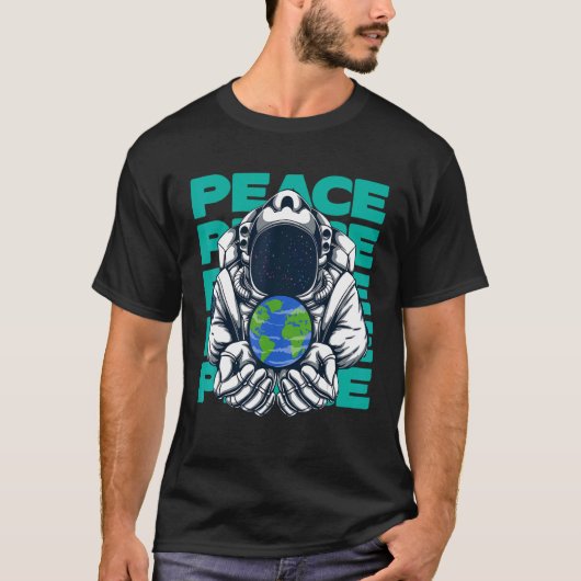 World Peace Earth Planet Astronaut Design T-shirt (Voorkant)