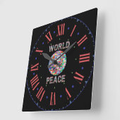 World Peace Flag Collectie Roman Numeral Vierkante Klok (Hoek)