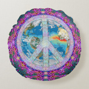 World Peace Mandala Rond Kussen