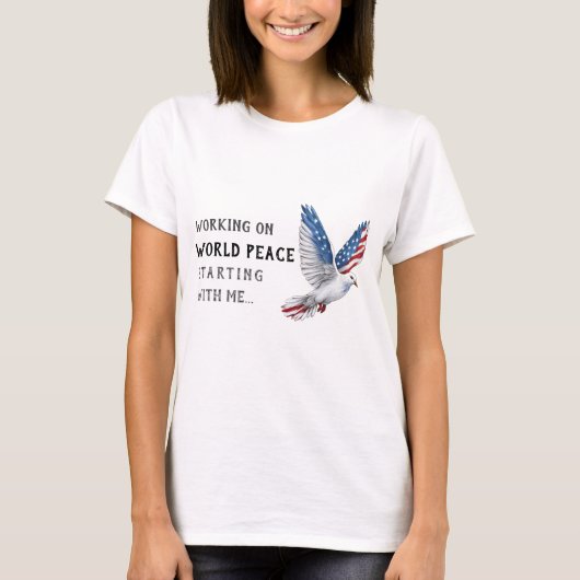 World Peace Pigeon T-Shirt – Grappig & Doordacht G (Voorkant)