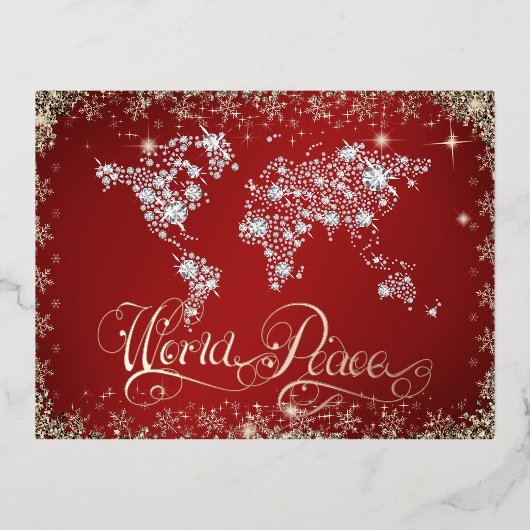 World Peace Red en Diamonds Folie Feestdagen Briefkaart (Voorkant)