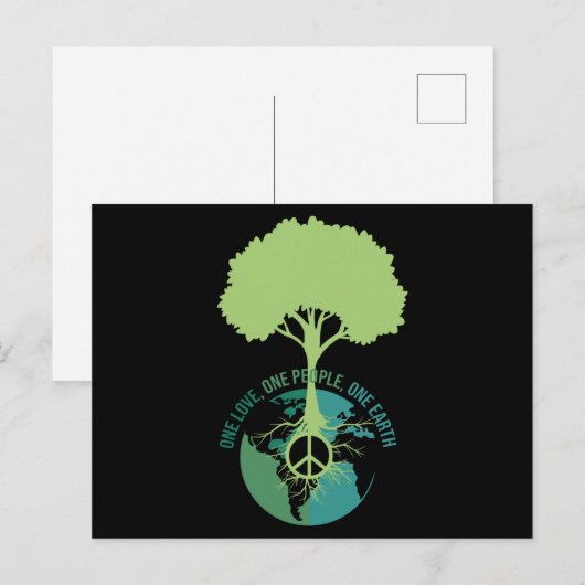 World Peace Sign Tree Earth Briefkaart (Voorkant / Achterkant)