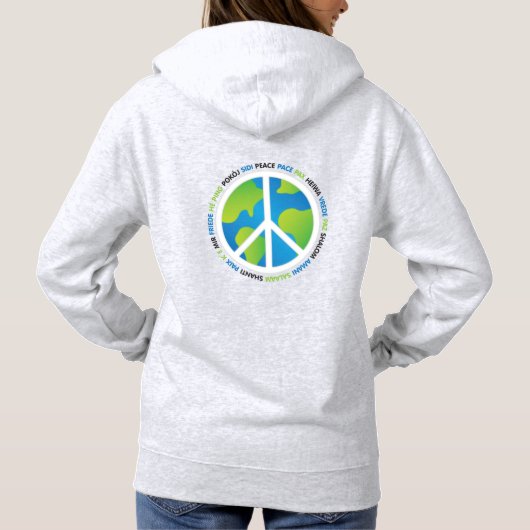 World Peace Sign Wereldbol Hoodie (Achterkant)