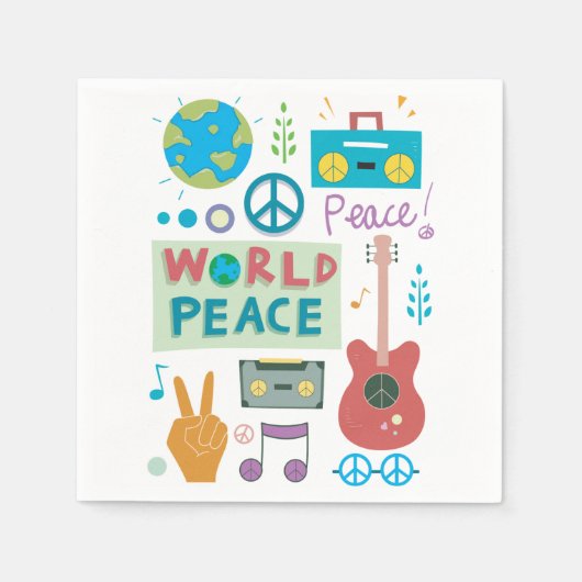 World Peace Symbols Paper Napkins Servetten (Voorkant)