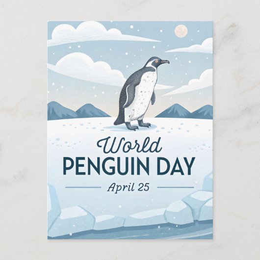 World Penguin Day Winter Nature Illustration Briefkaart (Voorkant)