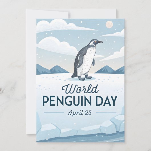 World Penguin Day Winter Nature Illustration Kaart (Voorkant)