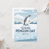 World Penguin Day Winter Nature Illustration Kaart (Voorkant / Achterkant in situ)
