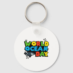 World Planet Ocean Day Orca Splash Design Love Ear Sleutelhanger