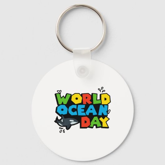 World Planet Ocean Day Orca Splash Design Love Ear Sleutelhanger (Voorkant)