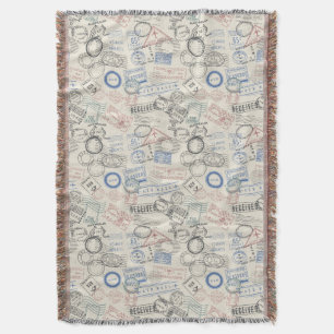 World Postage Stamps Pattern Deken