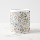 World Postage Stamps Pattern Grote Koffiekop (Voorkant)