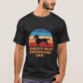 World S Best Dachshund Dad Retro Beach Sunset T-shirt (Voorkant)