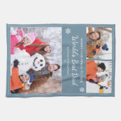 World’s Best Dad 3 Photos Christmas Blue Theedoek (Horizontaal)