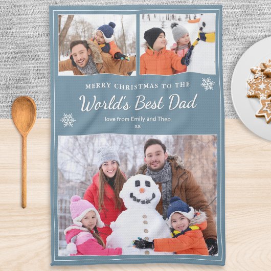 World’s Best Dad 3 Photos Christmas Blue Theedoek