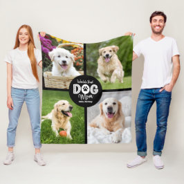World’s Best Dog Mom Custom 4 Photo Type on Black Fleece Deken