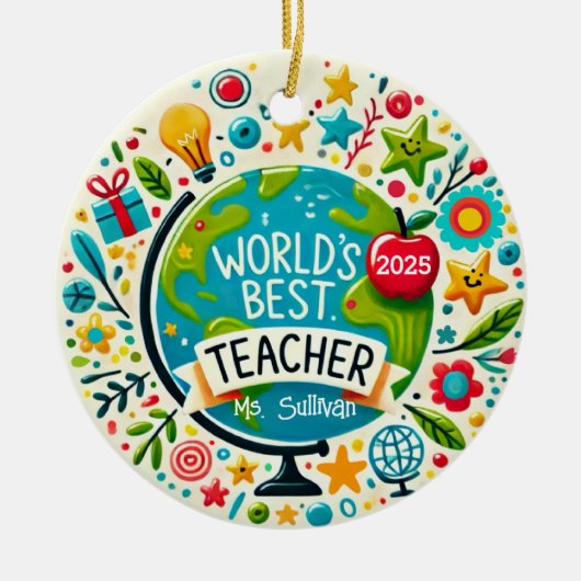 World’s Best Teacher Personalized Holiday Ornament (Voorkant)