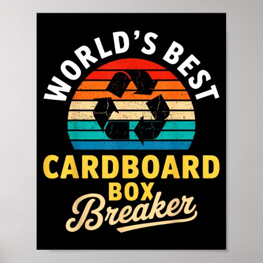 World’s Cardboard Box Breaker Funny Recycling Hero Poster (Voorkant)