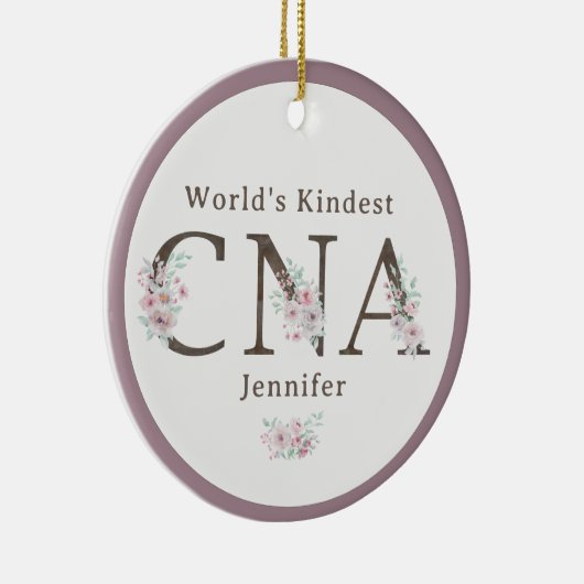 World’s Kindest CNA Floral Christmas Keramisch Ornament (Rechts)