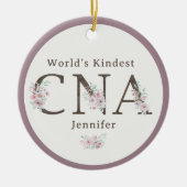 World’s Kindest CNA Floral Christmas Keramisch Ornament (Voorkant)
