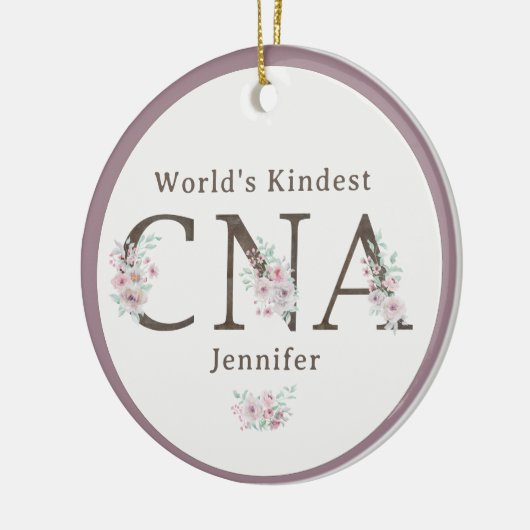World’s Kindest CNA Floral Christmas Keramisch Ornament (Links)