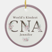 World’s Kindest CNA Floral Christmas Keramisch Ornament (Achterkant)