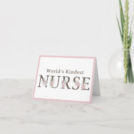 World’s Kindest Nurse Floral Christmas Bedankkaart