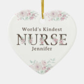 World’s Kindest  Nurse Floral Christmas Keramisch Ornament (Voorkant)