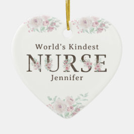 World’s Kindest Nurse Floral Christmas Keramisch Ornament
