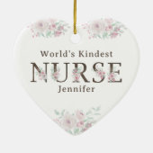 World’s Kindest  Nurse Floral Christmas Keramisch Ornament (Achterkant)