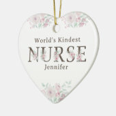 World’s Kindest  Nurse Floral Christmas Keramisch Ornament (Links)