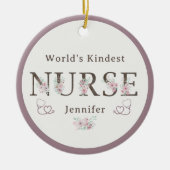 World’s Kindest  Nurse Floral Christmas Keramisch Ornament (Voorkant)