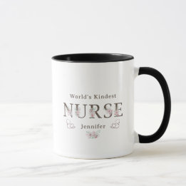 World’s Kindest  Nurse Floral Christmas Mok