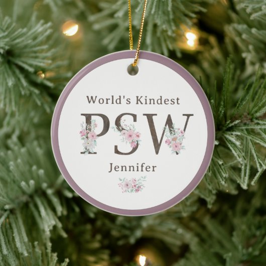 World’s Kindest  PSW Floral Christmas Keramisch Ornament (Boom)