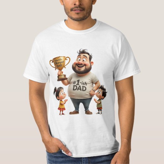 World’s Okayest Dad – Funny Cartoon Father’s Day  T-shirt (Voorkant)