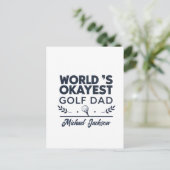 World’s Okayest Golf Dad Custom Name Design Briefkaart (Staand voorkant)