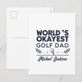 World’s Okayest Golf Dad Custom Name Design Feestdagenkaart (Voorkant / Achterkant)